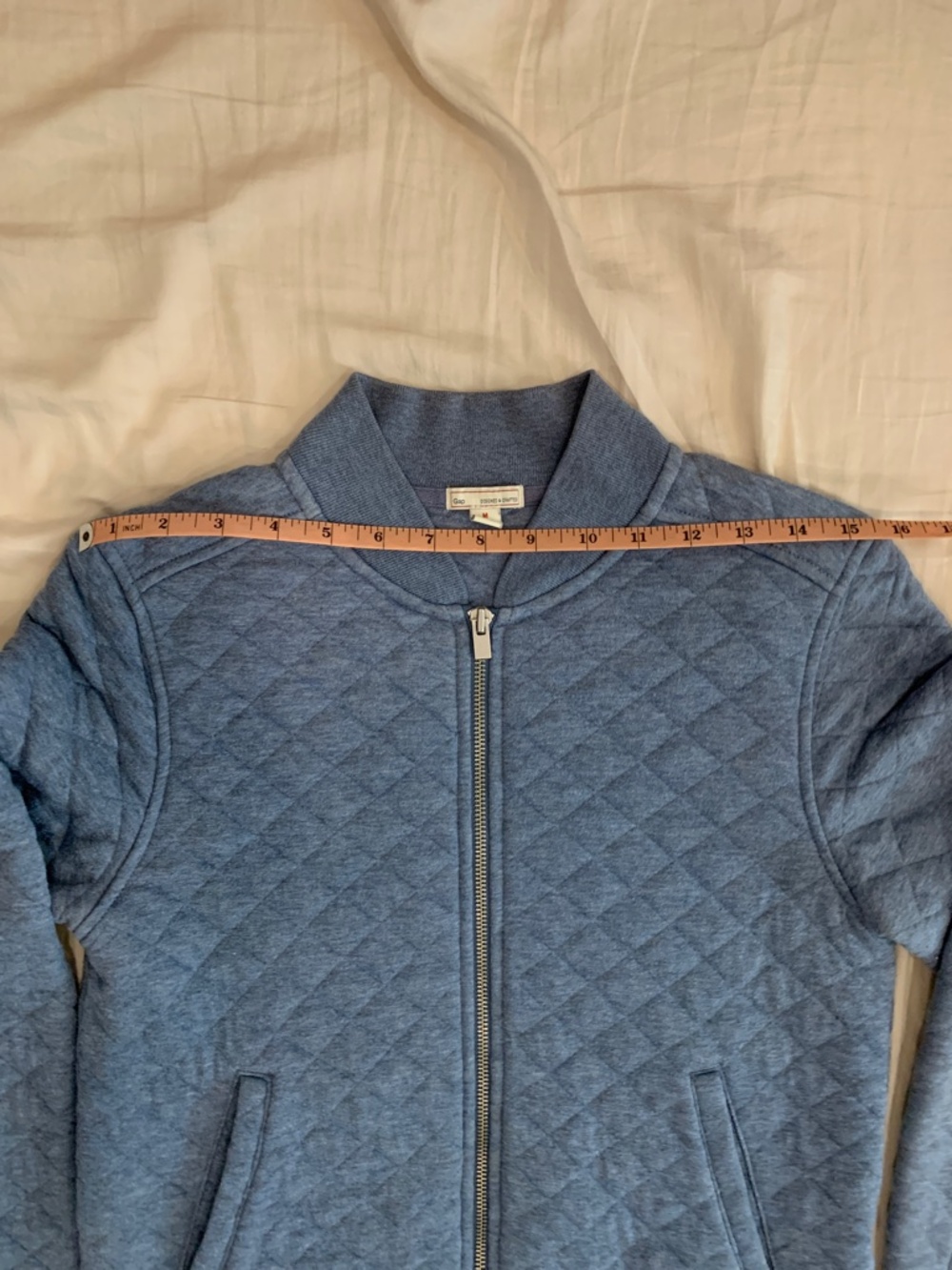 GAP Women quilted bomber jacket in light blue size M - Picture 7 of 11